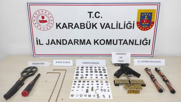 Karabük’te tarihi eser operasyonu: Antik heykel, sikkeler ve patlayıcı ele geçirildi