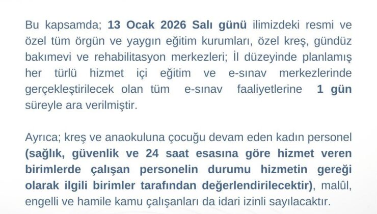 Zonguldak’ta okullar 1 gün tatil edildi