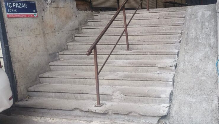 Zonguldak’ta pazar yerine yapılan engelli rampaları tepki çekti