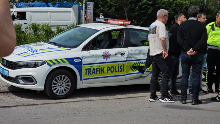 Zonguldak’ta korkutan kaza, geri manevra yapan tren polis otosuna çarptı
